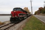 PESI rolls along in the narrow strip of land between State Route 29 and the Illinois River